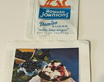 Domino Sugar Packet pubblicità vintage carta effimera memorabilia segno motel hotel ristorante café Inn diner Howard Johnsons cibo gelato