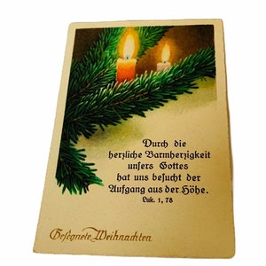 HOLY PRAYER CARD vintage Catholic Christian Jesus Christ Mary God paper antique ephemera church gift museum 1965 Christmas candle Germany