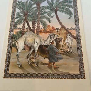Carte de vœux vintage Éphémère 1979 Windemere Camels Egypt Pyramides Los Angeles