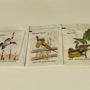 Domino Sugar Packet advertising vtg ephemera diner memorabilia sign motel hotel restaurant cornerstore Lot 3 Ducks wood canvasback pheasant