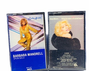 Fitas cassete músicas músicas álbuns sucessos vtg set vintage pop rock country mix lote 2 Barbara Mandrell Joan Rivers fiado ouro semi lenda