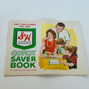 Książka S&H Quick Saver Sperry Hutchinson Green Stamps American way Reklama ulotnych przedmiotów używanych 1200 wypełnień Sklep vintage z lat 60. XX wieku Sklep na rogu AC2