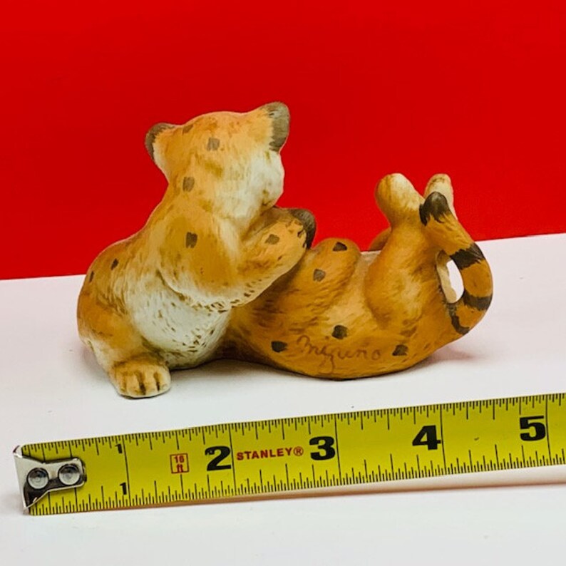 CURIOUS COUGARS HOMCO 1993 masterpiece porcelain figurine sculpture statue cats home interior gift vintage vtg cheetah leopard spotted cubs