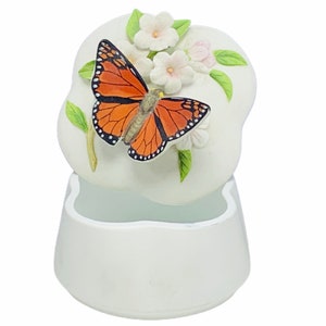 OTAGIRI JEWELRY BOX Japan porcelain tiger butterfly floral flower butterflies vintage trinket case figurine gorgeous condition