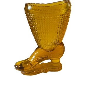 Fenton Glass Boot Shoe Heel Slipper figurine Boyds Westmoreland vtg Amber Gold