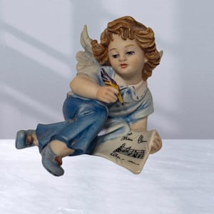 Vintage Capodimonte Signed Angel Figurine Italy Christmas Napoli Gricci Antique