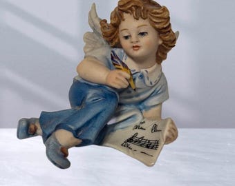Figura de ángel firmada de Capodimonte vintage, Italia, Navidad, Nápoles, Gricci, antigüedad