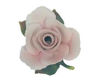 CAPODIMONTE PORCELAIN FLOWERS skinny candle holder Gricci Fabris antique floral Italy sculpture figurine statue decor Italian vintage