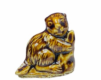 WADE WHIMSIES MINIATURE figurine whimsy England made uk vintage animal mcm vtg decor collectible Beaver dam wood chuck woodchuck