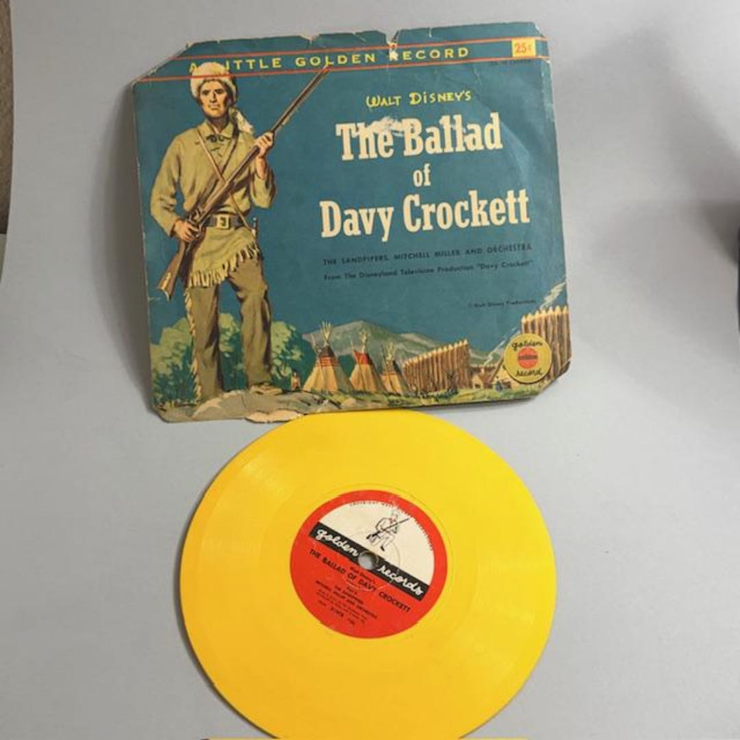 Vintage Ballad Davy Crockett Walt Disney Record 45 Rpm Vinyl