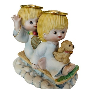 Angel porcelain figurine vtg sled heavenly friend like you anthropomorphic dog