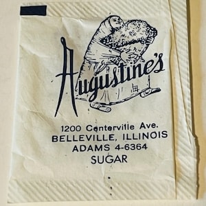 Augustines Belleville Illinois Adams vtg Sugar Packet Ephemera Advertising 1960s