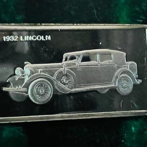 Franklin Mint Silver Bar Mini Ingot 1975 Centennial Car Classic 1932 Lincoln vtg