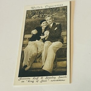 WD HO Wills Cigarrillo Tabaco 1937 Trading Card Cine Estrellas King Jazz Loff vtg