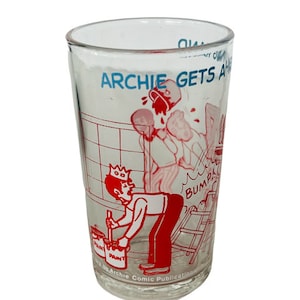 Archie Comics Collector Glass Mug Cup 1973 Betty Veronica Reggie Helping Hand