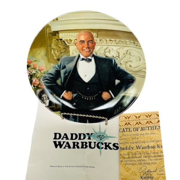 Knowles Collectors Plate Orphan Annie Daddy Warbucks Albert Finney 1982 stand