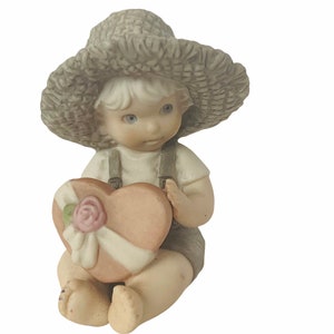 PRETTY AS A PICTURE Enesco porcelain figurine artist Kim Anderson art vintage sculpture collectible girl Valentines Day candy hat