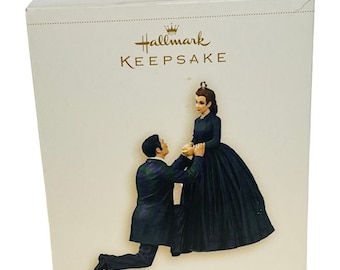 Borta med vinden Hallmark-prydnad Scarlett O'Hara Rhett Butler friar till NIB-låda svart klänning
