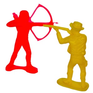 Plastica Cowboys Indiani occidentali Nativi Giocattolo Figure lotto vtg marx mpc neon arancione
