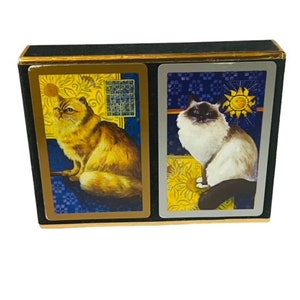 Casino Playing Cards vtg set Poker Congress Espagne Chats Chatons Kitty Gold Box Royaume-Uni
