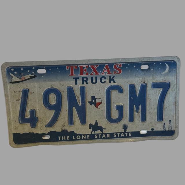 Vintage License Plate Texas Lone Star State 49N-GM7 Red Whire Blue Metal TX AC5