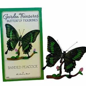 Danbury Mint Garden Treasures Schmetterling Motten Figur Miniatur Harz Schmetterlinge Insekt Geschenk Id Karte Vintage Ruhestand Coa Banded Pfau vtg