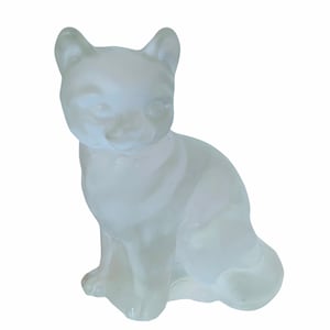 FENTON CAT KITTEN vintage birthday glass figurine sculpture opalescent irredescent vtg original clear tabby siamese