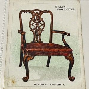 Wills HO Tobacco Card WD Old Furniture Salesman Sample 1923 Mahogany Arm Chair 5