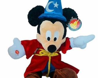 Walt Disney peluche peluche animal Vtg Mickey Mouse 22" Fantasia etiqueta nwt asistente