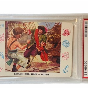 Buccaneers Pirates Raiders Trading Collectors Card 1959 Cardo Trading Leaf Guild Graded Mint PSA 8 Captain William Kidd P4 Mutiny