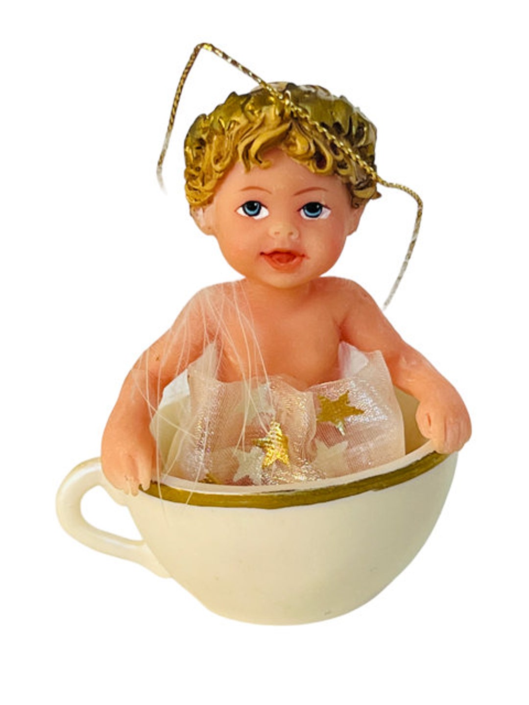 Kurt Adler Christmas Ornament Christmas Vtg Santa Cherub Angel Teacup