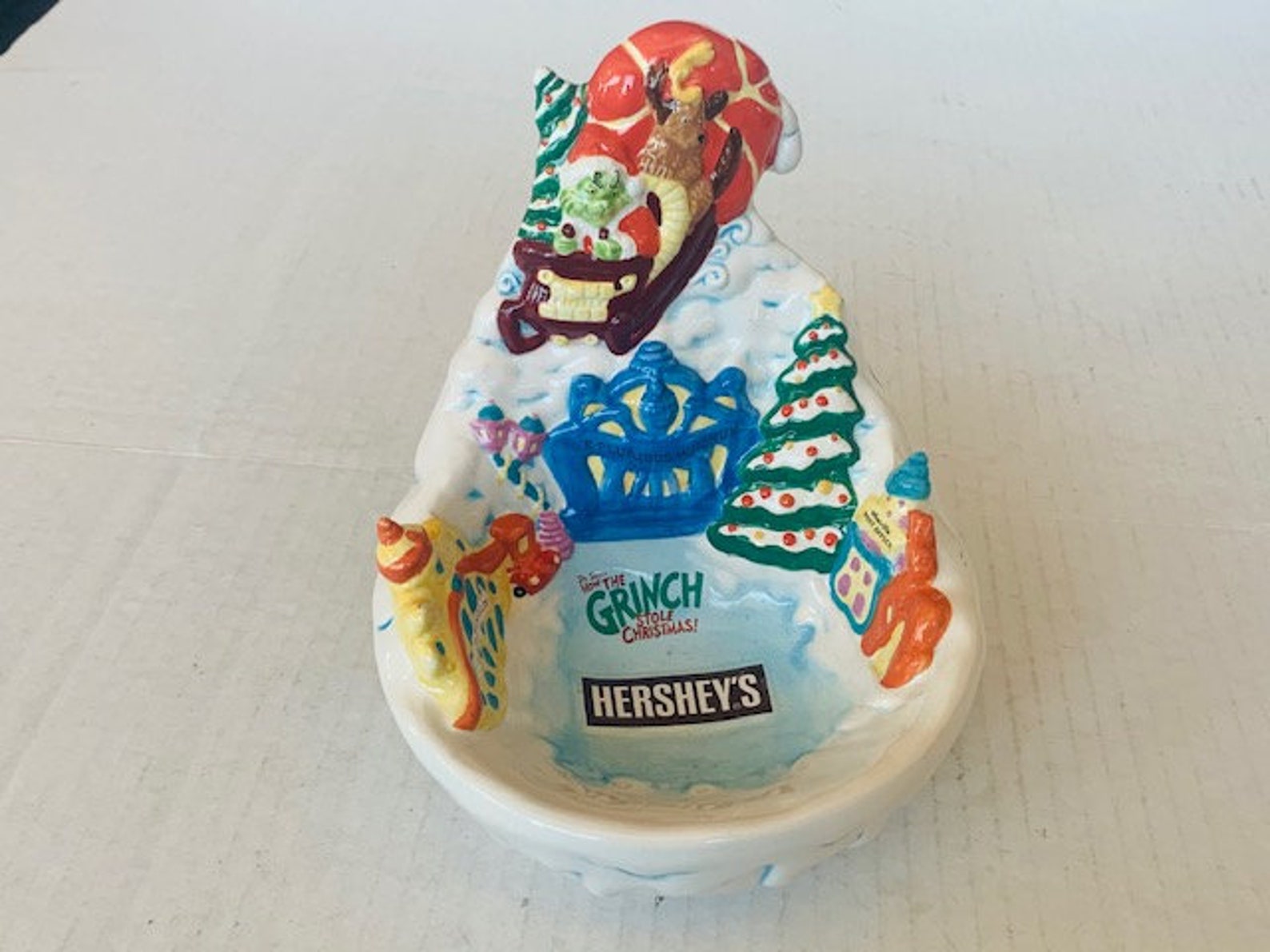 GRINCH CANDY DISH nut bowl Hersheys Stole Christmas Holiday Etsy