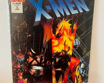 X-Men #3 Comic Buch Marvel Vtg 1994 offizieller Index Wolverine Raskin mit Brettern AC4