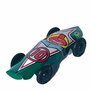 ANTIQUE TIN CAR 1950s litho Japan automobile toy metal racing race vintage vtg mcm collectible transportation gift decor miniature Green