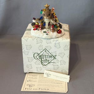Vintage Charming Tails Figurine Mouse Fitz Floyd Christmas Brighten Up Holidays
