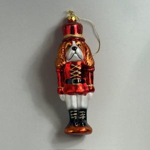 Vintage Glass Old World Christmas Ornament Figurine Dog Nutcracker Puppy A4