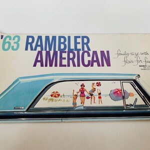Nash Rambler Advertisement vintage fold out Pamphlet sign ad ephemera paper classic car automobile memorabilia Ambassador 1963 American AC3