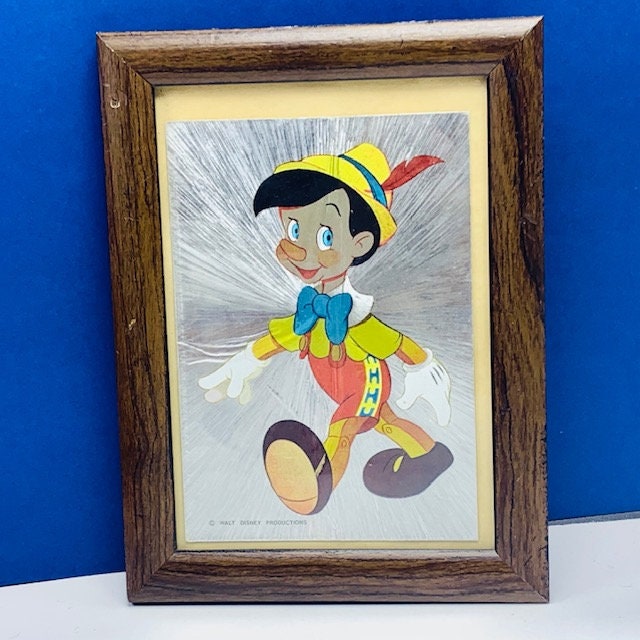 WALT DISNEY FRAME Vintage Wall Hanging Wood Sticker Silver Decal
