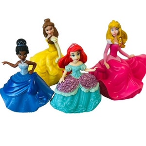 Disney miniature doll toy figures Belle Ariel Aurora LOT Tiana mermaid beauty