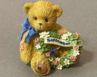 Figura de ositos de peluche antiguos, antropomórfica, de Enesco, para cumpleaños de septiembre