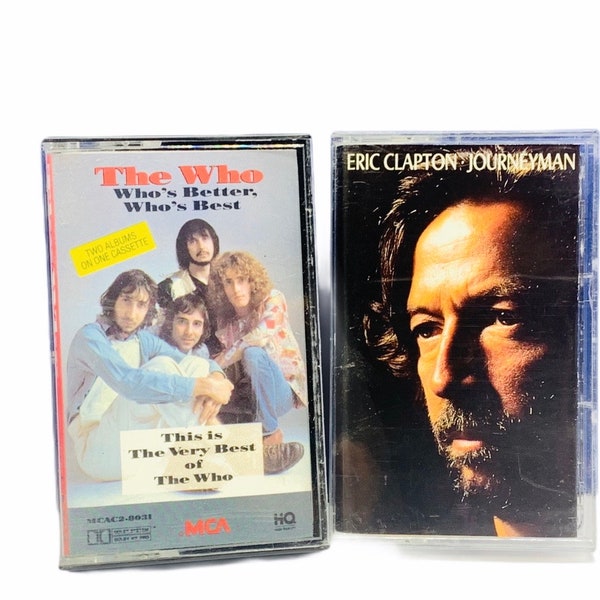Cassette tapes music songs album hits vtg set vintage pop rock roll 80s mix lot 2 The Who very best Eric Clapton journeyman