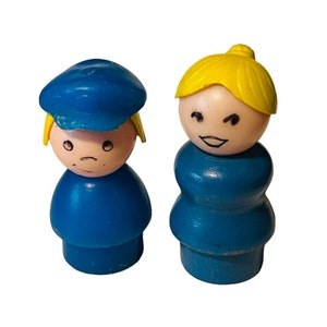Fisher Price Little People vtg 1960er Jahre uns antik Spielzeug Figur LOT Mom Son Student