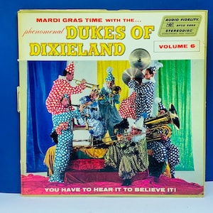 VINYL RECORD VINTAGE 33 rpm music album lp vtg with cover sleeve mcm 12 inch 12&quot; Dukes of Dixieland Mardi gras time