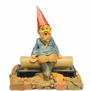 TOM CLARK FIGURINE signed sculpture gnome elf statue gift decor vintage vtg folk art acc cairn collectible Tank railroad trains 1987