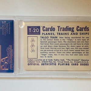 Planes Trains Ships Cars Automobiles Trading Collectors Card 1958 Cardo Trading Leaf Guild Graded Mint PSA 9 Talgo Locomotive Spanish T20 image 4