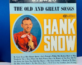 VINYL RECORD VINTAGE 33 rpm music album lp vtg with cover sleeve mcm 12 inch 12" Hank Snow country old great songs