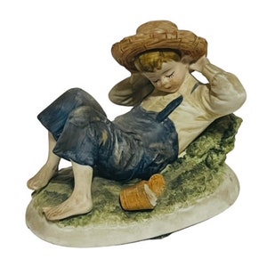 Lefton Antique porcelaine figurine victorienne art déco Japon Huckleberry Finn huck