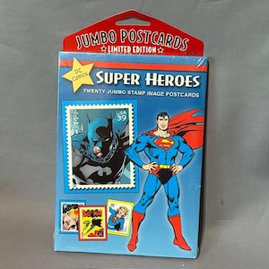 Super Heroes Postcards DC Comics Twenty 20 Jumbo Stamp Image Batman Superman Vtg FACTORY SEALED