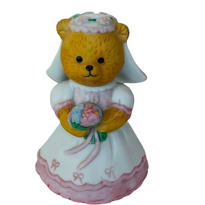 Porcelain Bear Miniature Bisque Figurine anthropomorphic teddy cub bride wedding