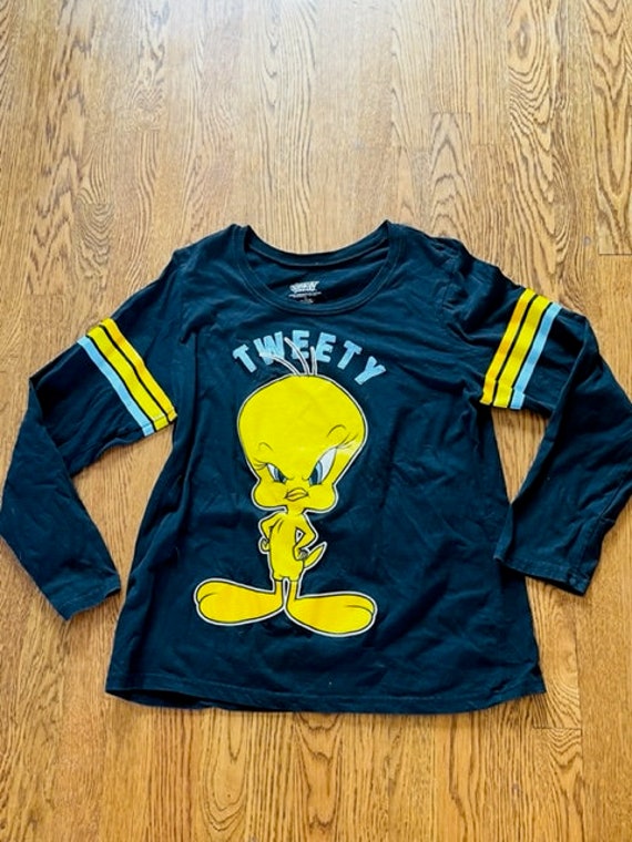 Tweety Bird Black Cotton T-Shirt
